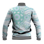 Australian Indigenous Aboriginal Art Baseball Jacket Vivid Pastel Teal Green