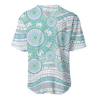 Australian Indigenous Aboriginal Art Baseball Jersey Vivid Pastel Teal Green