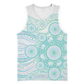 Australian Indigenous Aboriginal Art Basketball Jersey Vivid Pastel Teal Green