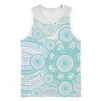 Australian Indigenous Aboriginal Art Basketball Jersey Vivid Pastel Teal Green