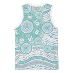 Australian Indigenous Aboriginal Art Basketball Jersey Vivid Pastel Teal Green