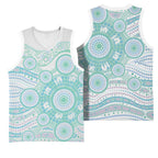 Australian Indigenous Aboriginal Art Basketball Jersey Vivid Pastel Teal Green