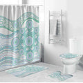 Australian Indigenous Aboriginal Art Bathroom Set Vivid Pastel Teal Green