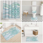 Australian Indigenous Aboriginal Art Bathroom Set Vivid Pastel Teal Green