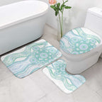 Australian Indigenous Aboriginal Art Bathroom Set Vivid Pastel Teal Green