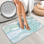 Australian Indigenous Aboriginal Art Bathroom Set Vivid Pastel Teal Green