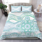 Australian Indigenous Aboriginal Art Bedding Set Vivid Pastel Teal Green