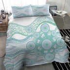 Australian Indigenous Aboriginal Art Bedding Set Vivid Pastel Teal Green