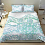 Australian Indigenous Aboriginal Art Bedding Set Vivid Pastel Teal Green