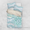 Australian Indigenous Aboriginal Art Bedding Set Vivid Pastel Teal Green