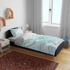 Australian Indigenous Aboriginal Art Bedding Set Vivid Pastel Teal Green