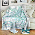Australian Indigenous Aboriginal Art Blanket Vivid Pastel Teal Green