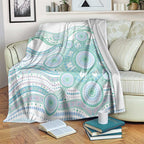 Australian Indigenous Aboriginal Art Blanket Vivid Pastel Teal Green