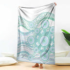 Australian Indigenous Aboriginal Art Blanket Vivid Pastel Teal Green