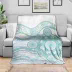 Australian Indigenous Aboriginal Art Blanket Vivid Pastel Teal Green
