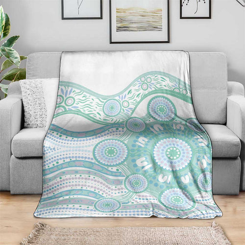 Australian Indigenous Aboriginal Art Blanket Vivid Pastel Teal Green
