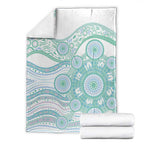 Australian Indigenous Aboriginal Art Blanket Vivid Pastel Teal Green