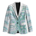 Australian Indigenous Aboriginal Art Blazer Vivid Pastel Teal Green