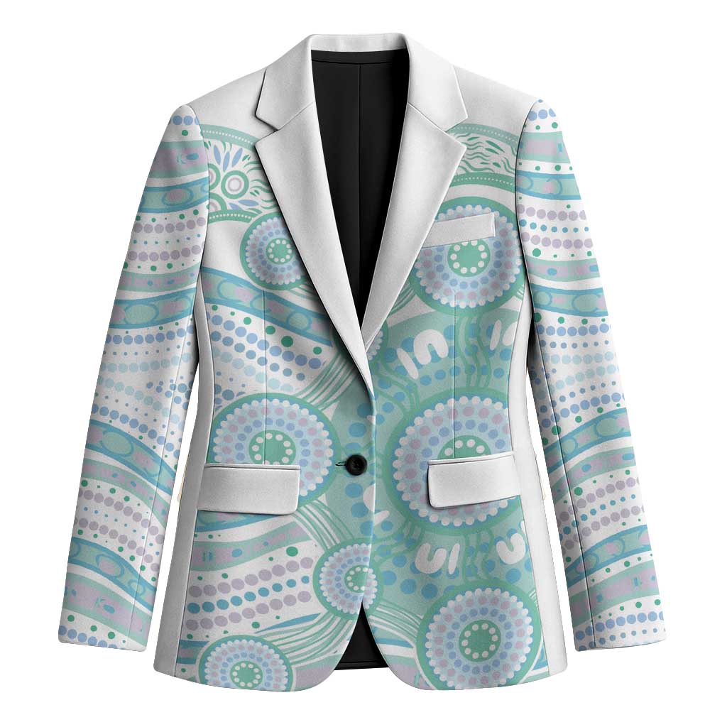 Australian Indigenous Aboriginal Art Blazer Vivid Pastel Teal Green