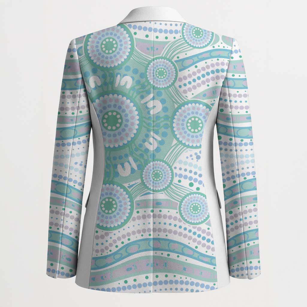 Australian Indigenous Aboriginal Art Blazer Vivid Pastel Teal Green