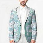 Australian Indigenous Aboriginal Art Blazer Vivid Pastel Teal Green