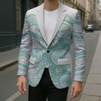 Australian Indigenous Aboriginal Art Blazer Vivid Pastel Teal Green
