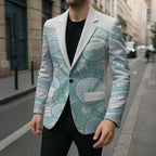 Australian Indigenous Aboriginal Art Blazer Vivid Pastel Teal Green