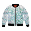 Australian Indigenous Aboriginal Art Bomber Jacket Vivid Pastel Teal Green