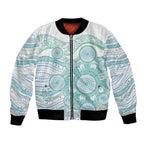 Australian Indigenous Aboriginal Art Bomber Jacket Vivid Pastel Teal Green