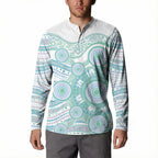 Australian Indigenous Aboriginal Art Button Sweatshirt Vivid Pastel Teal Green