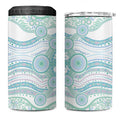 Australian Indigenous Aboriginal Art 4 in 1 Can Cooler Tumbler Vivid Pastel Teal Green
