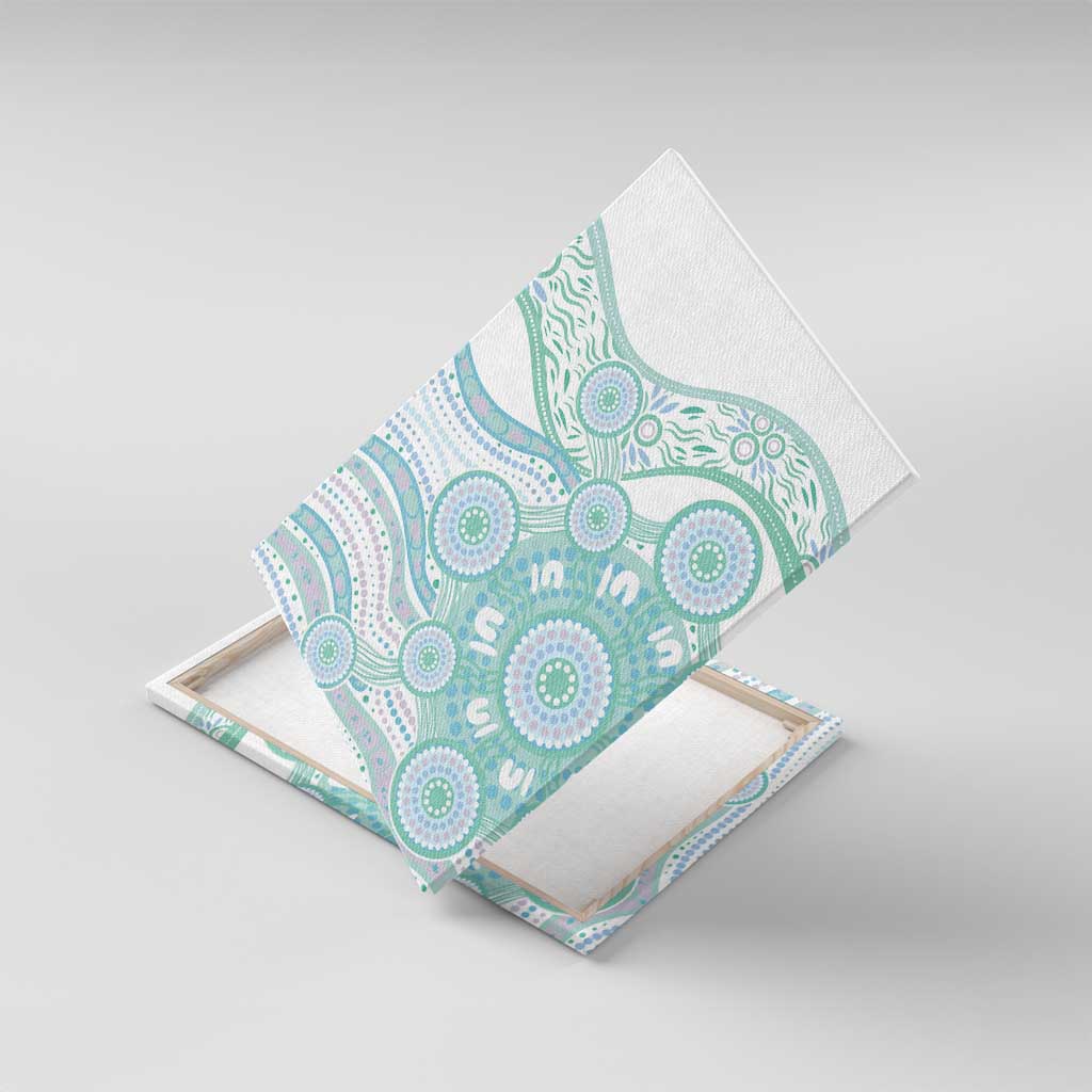 Australian Indigenous Aboriginal Art Canvas Wall Art Vivid Pastel Teal Green