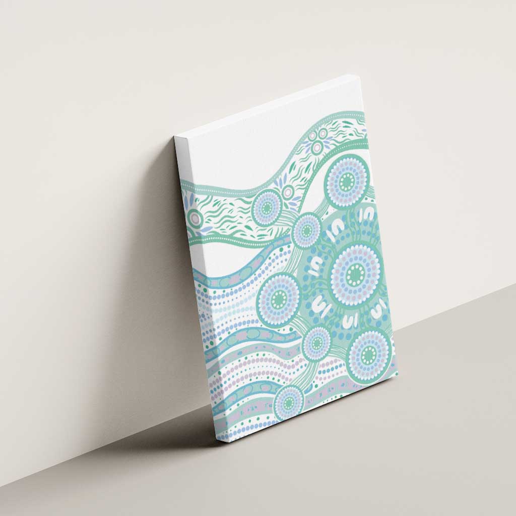 Australian Indigenous Aboriginal Art Canvas Wall Art Vivid Pastel Teal Green
