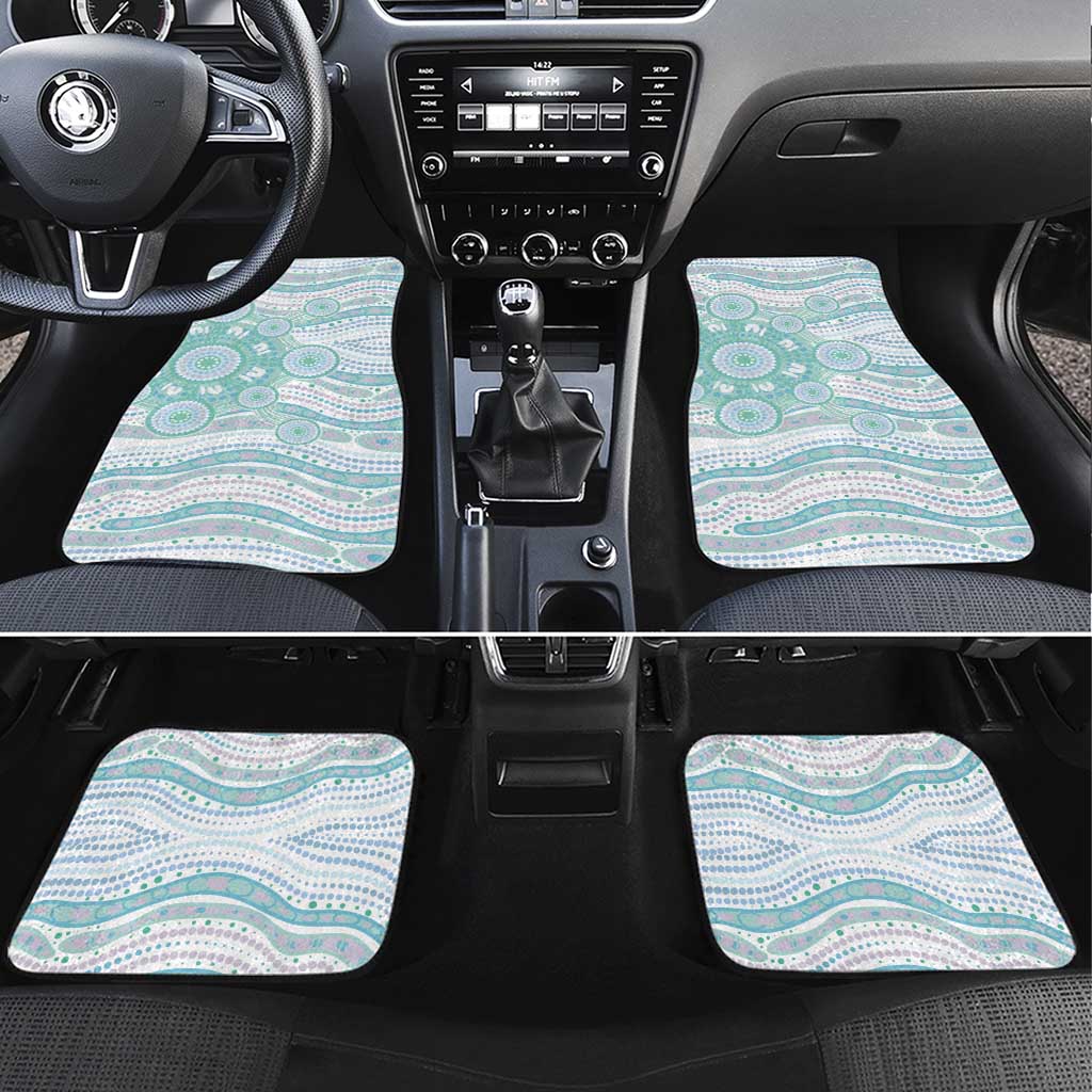 Australian Indigenous Aboriginal Art Car Mats Vivid Pastel Teal Green