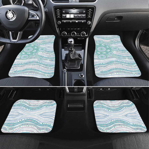 Australian Indigenous Aboriginal Art Car Mats Vivid Pastel Teal Green