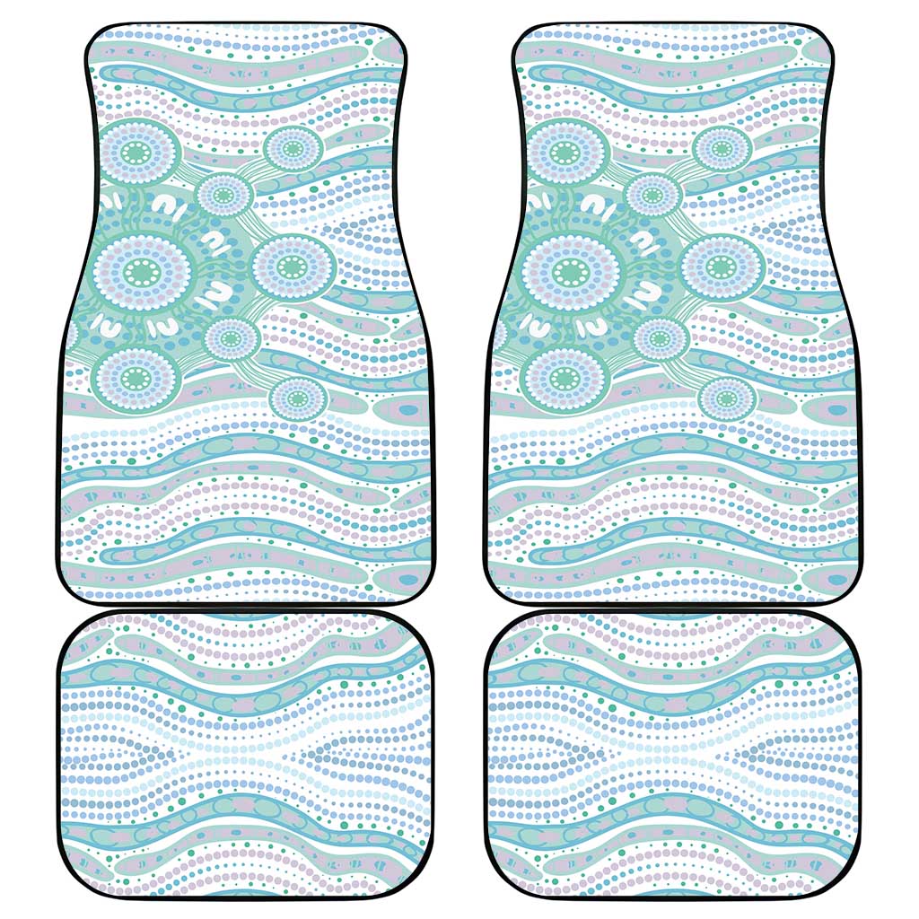 Australian Indigenous Aboriginal Art Car Mats Vivid Pastel Teal Green