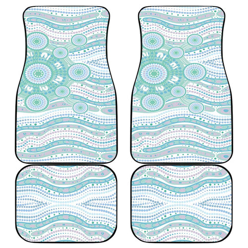 Australian Indigenous Aboriginal Art Car Mats Vivid Pastel Teal Green