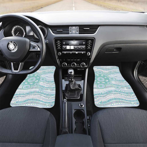 Australian Indigenous Aboriginal Art Car Mats Vivid Pastel Teal Green
