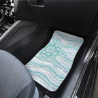 Australian Indigenous Aboriginal Art Car Mats Vivid Pastel Teal Green
