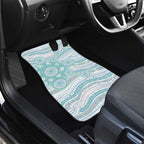 Australian Indigenous Aboriginal Art Car Mats Vivid Pastel Teal Green