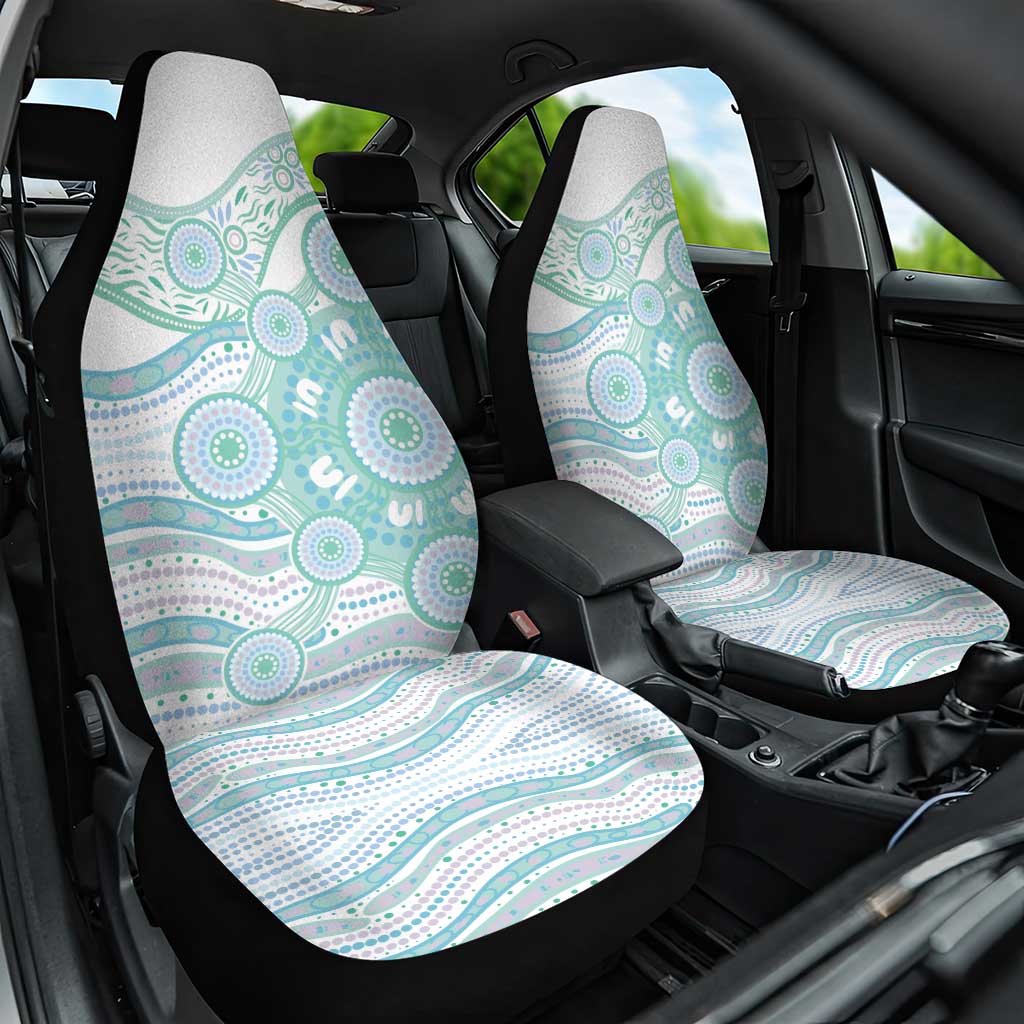 Australian Indigenous Aboriginal Art Car Seat Cover Vivid Pastel Teal Green