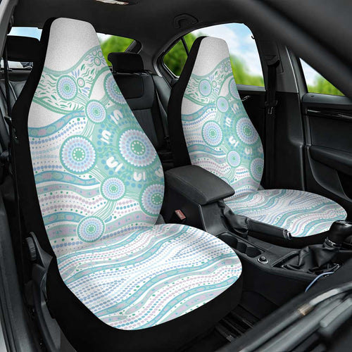 Australian Indigenous Aboriginal Art Car Seat Cover Vivid Pastel Teal Green