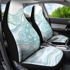 Australian Indigenous Aboriginal Art Car Seat Cover Vivid Pastel Teal Green