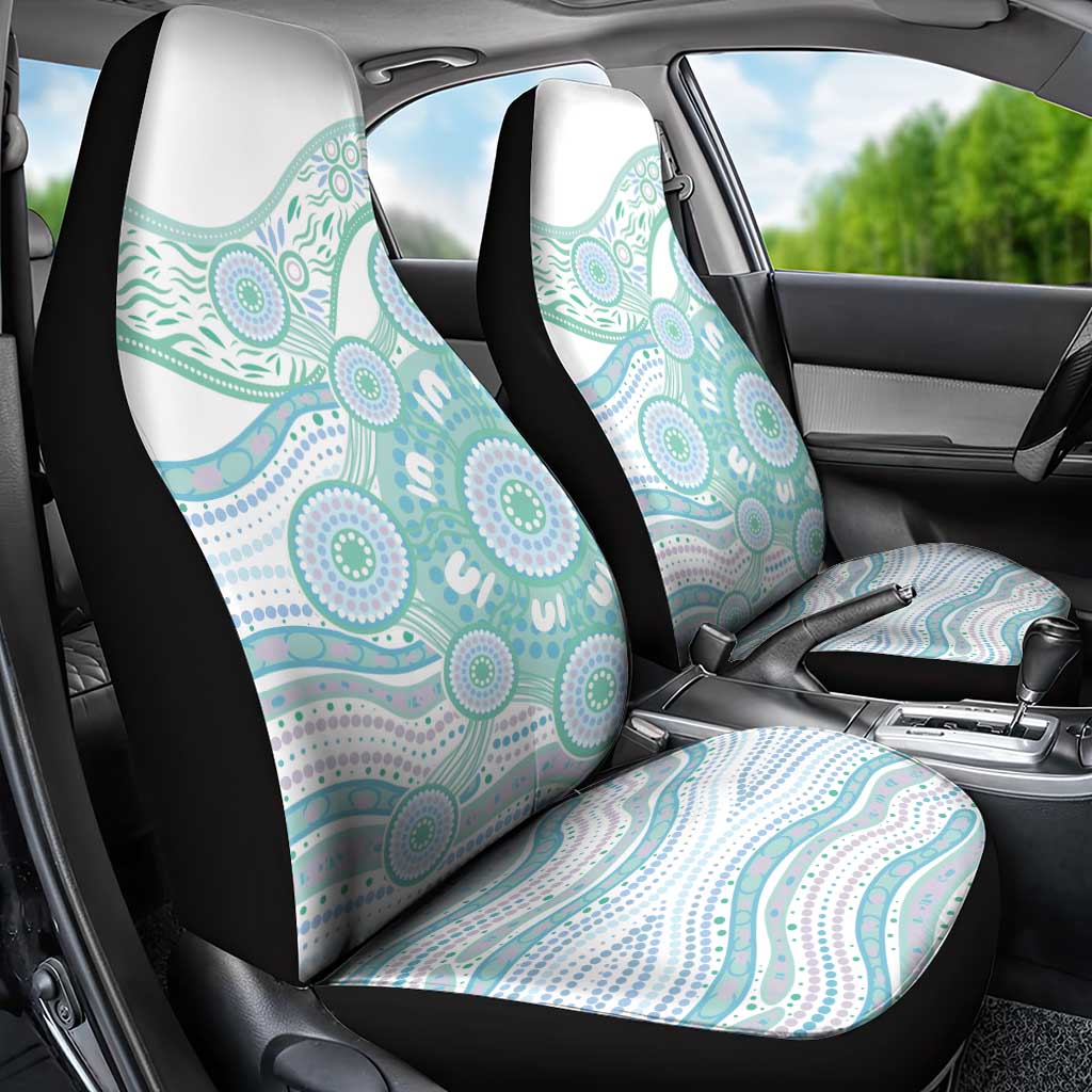 Australian Indigenous Aboriginal Art Car Seat Cover Vivid Pastel Teal Green