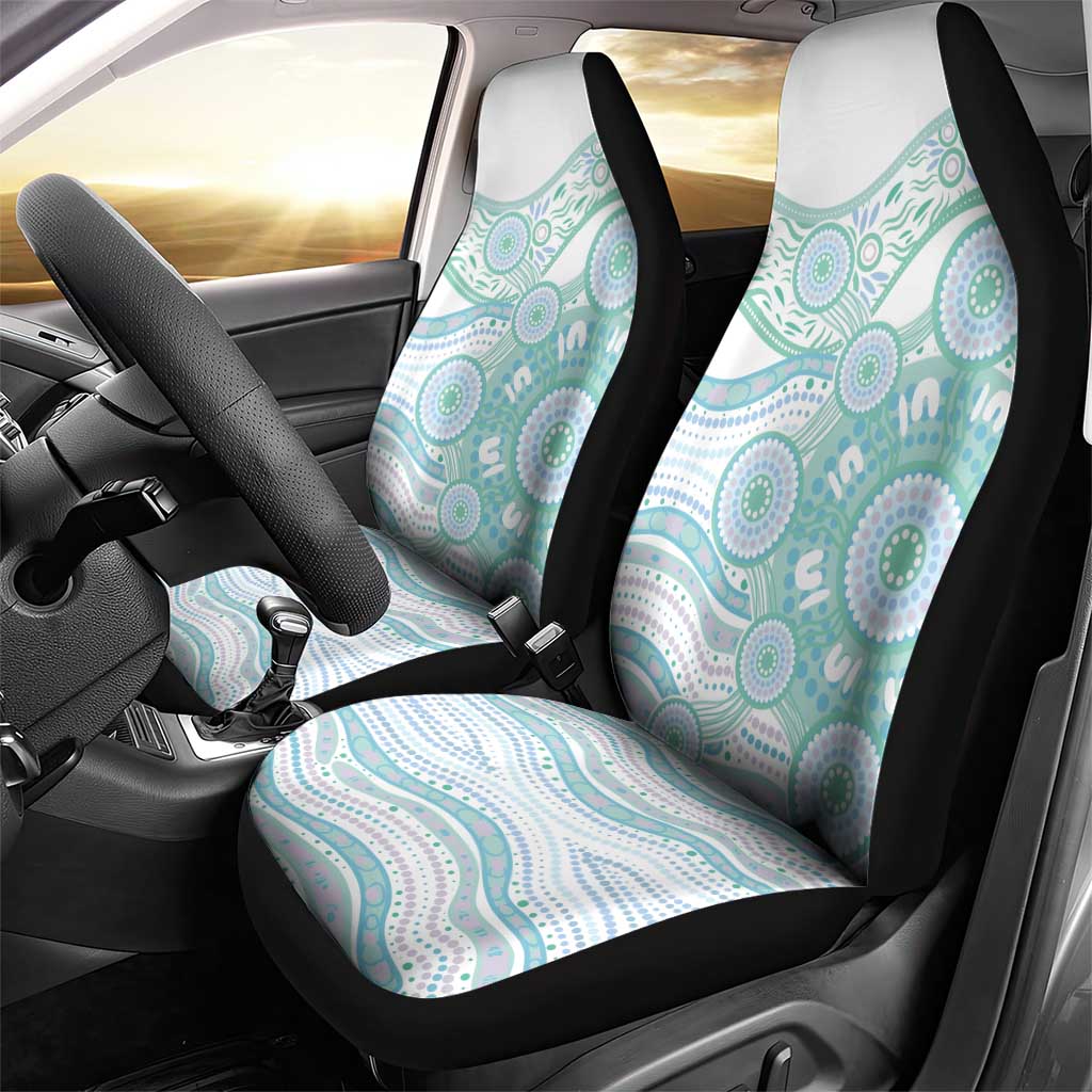 Australian Indigenous Aboriginal Art Car Seat Cover Vivid Pastel Teal Green