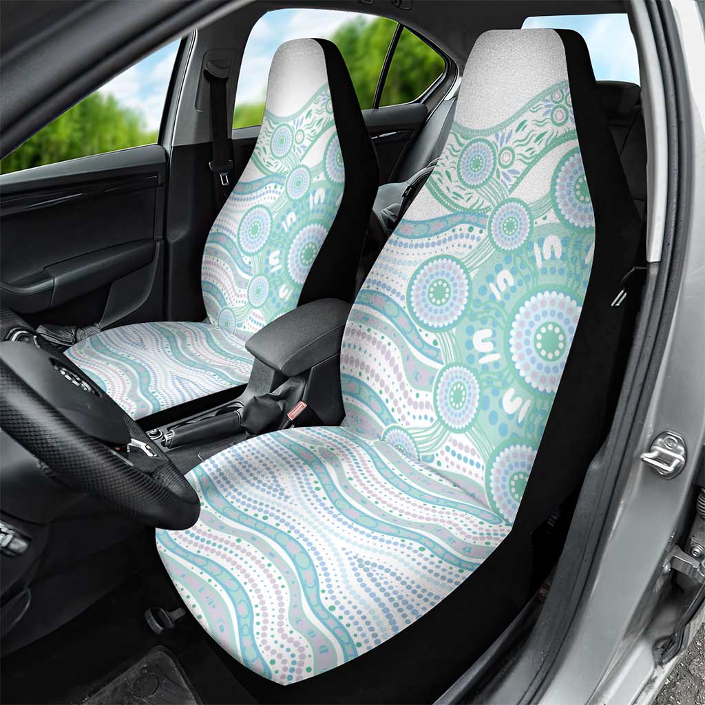 Australian Indigenous Aboriginal Art Car Seat Cover Vivid Pastel Teal Green