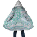 Australian Indigenous Aboriginal Art Cloak Vivid Pastel Teal Green