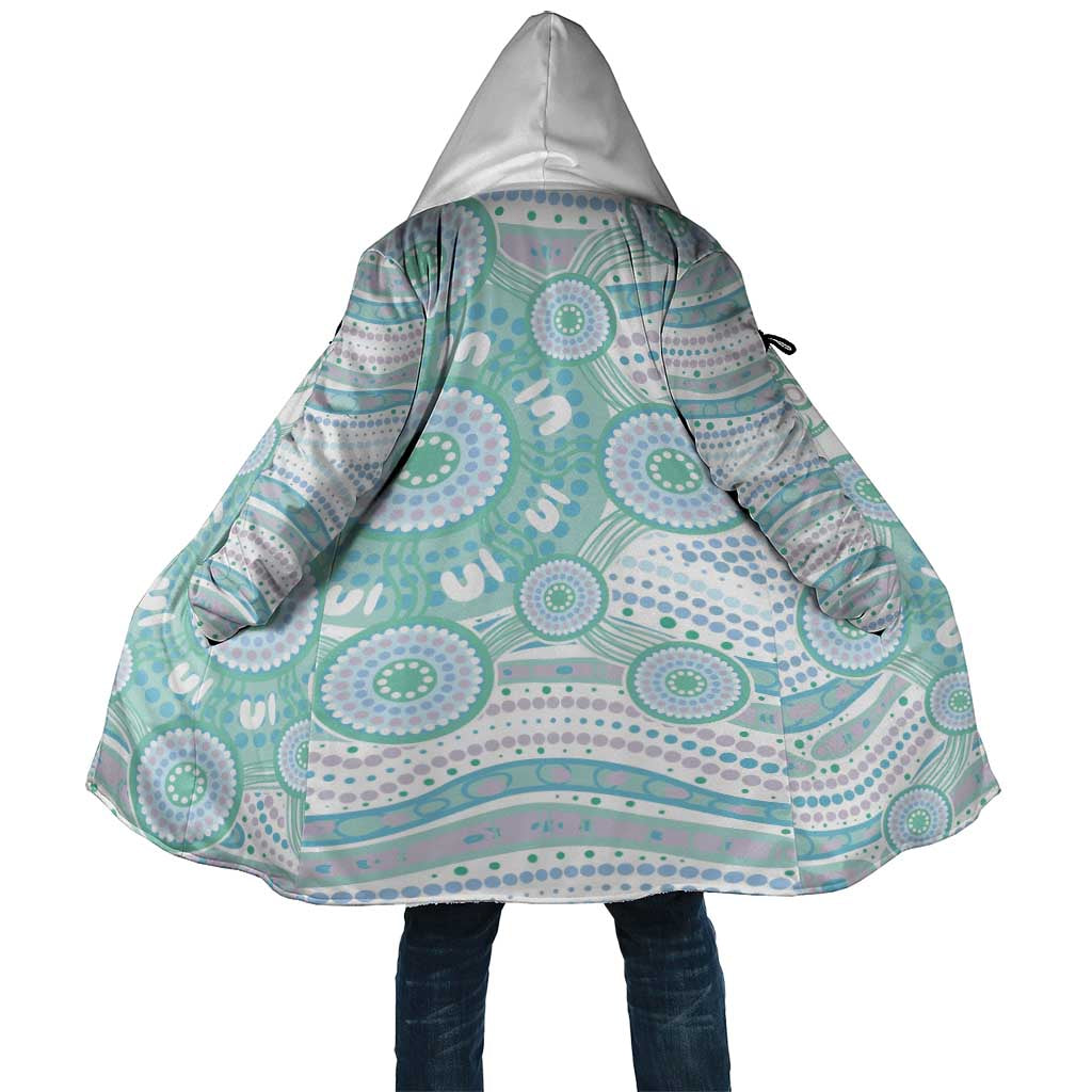 Australian Indigenous Aboriginal Art Cloak Vivid Pastel Teal Green