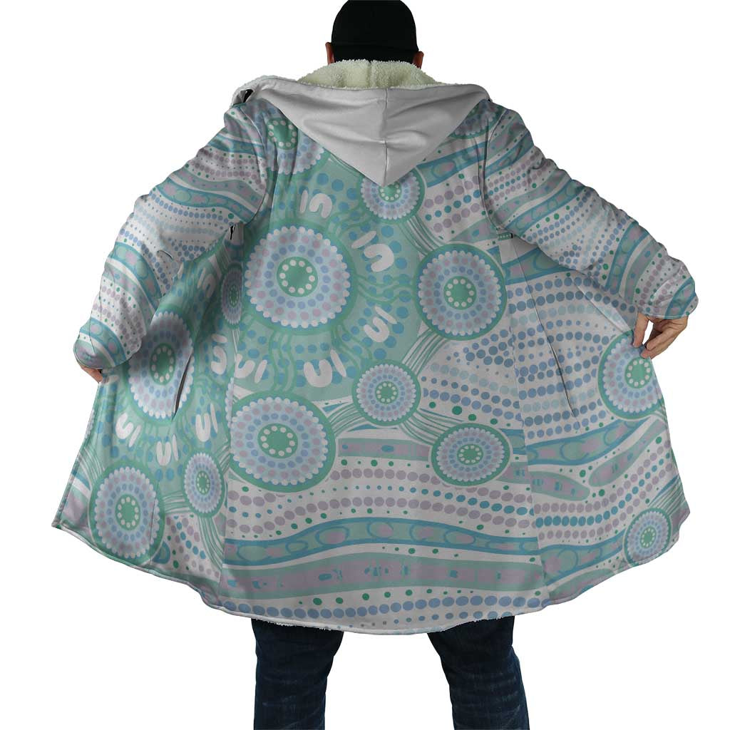 Australian Indigenous Aboriginal Art Cloak Vivid Pastel Teal Green