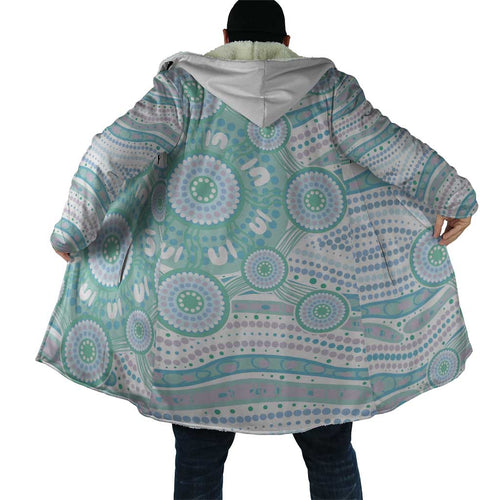 Australian Indigenous Aboriginal Art Cloak Vivid Pastel Teal Green